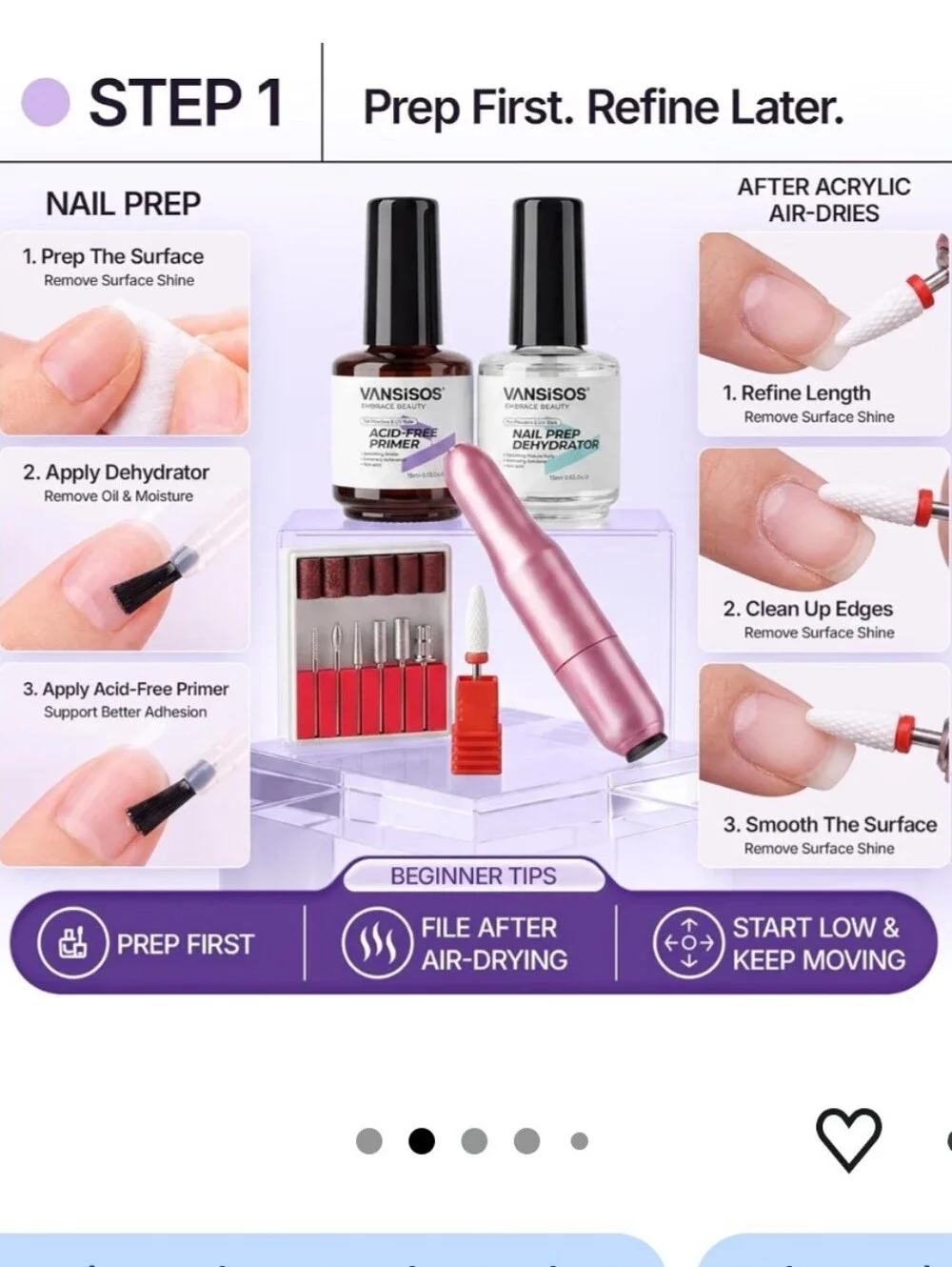 Acrylic Nail Kit for Beginners: Professional Acrylic Powder and Liquid UV Lamp